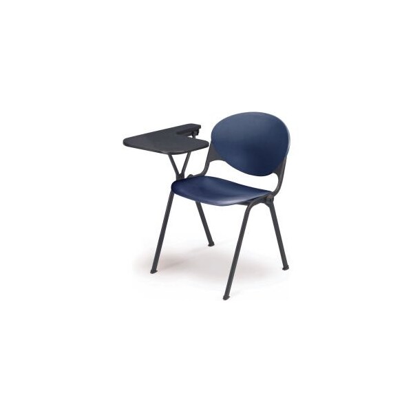 Designer Stacking Arm Chair Desk w/ Left Handed Tablet - Navy Seat & Back